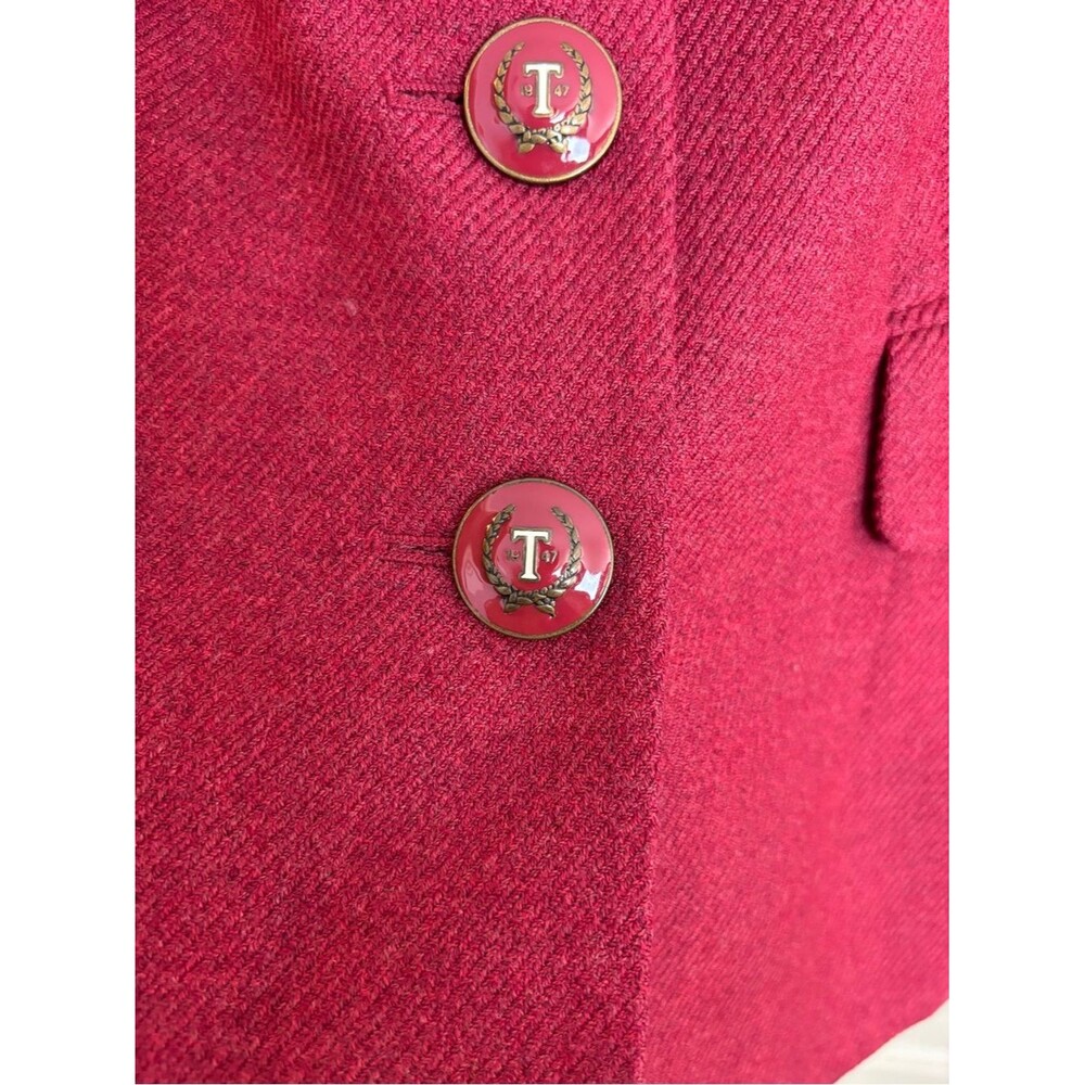 Vintage Talbots 100% Wool Blazer Jacket Cranberry Rose Red Fall Dark Academia - Picture 10 of 15
